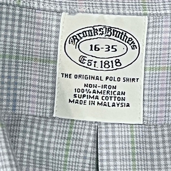 BROOKS BROTHERS NO IRON SUPIMA COTTON DRESS SHIRT SZ 16-35 LNG SLEEVE BLUE PINK - Picture 3 of 6